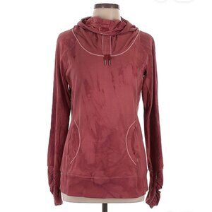 🌀 Lululemon Maroon Tie-Dye Reflective Hoodie Thumb Holes Pockets Size L Approx